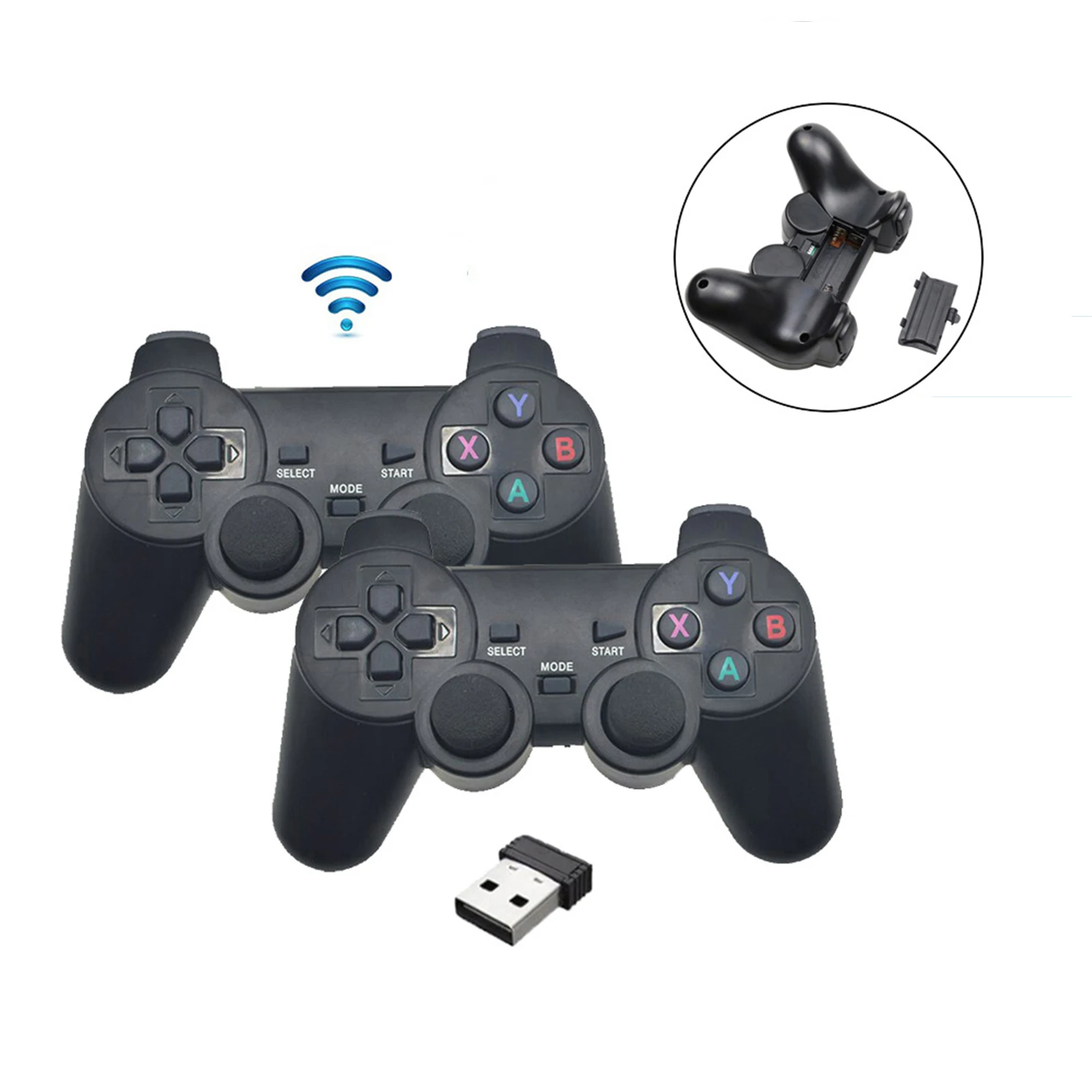 

2 PCs USB 2.4G Wireless Game Joystick TV PC Double Vibration With One Receiver Double Controllers Game Console