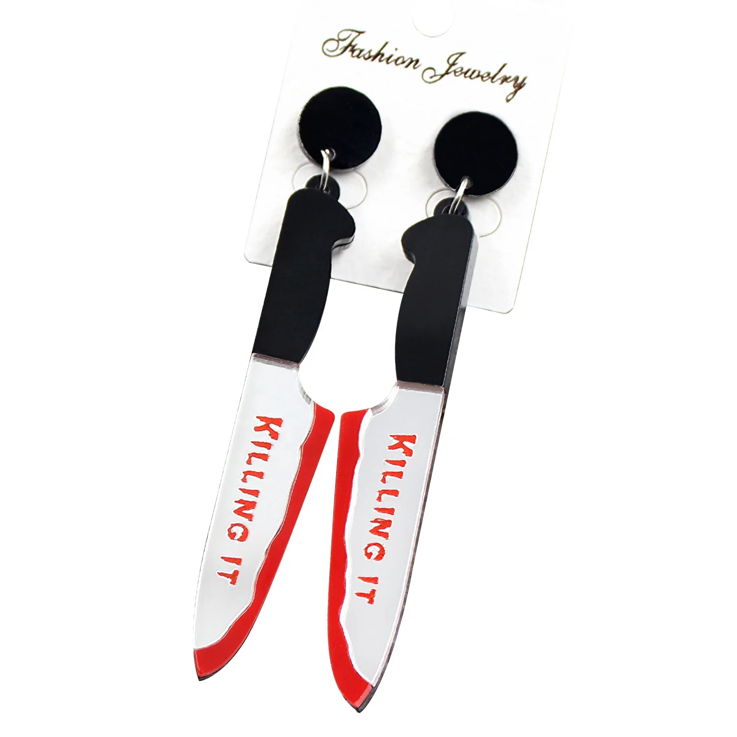 

HP037 Halloween Earrings Knife Earrings Killing Laser Cut Holiday Acrylic Earrings, As picture