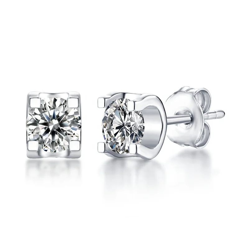 

Abiding Jewelry Fashion Design 4 Prong 5mm Diamond Moissanite Earring Luxury 925 Sterling Silver Engagement Studs Earrings