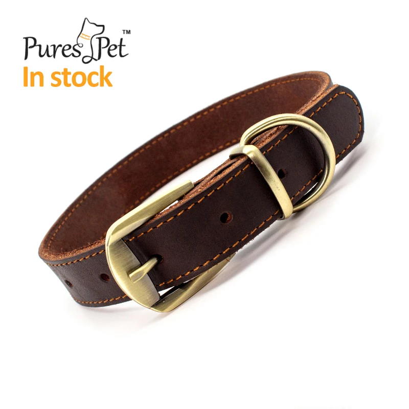 

christmas most selled display pet large real leather dog collar, Brown,black