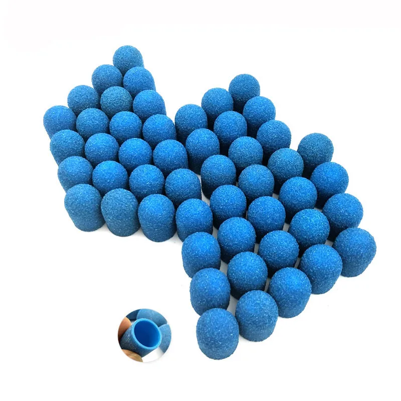 

HYTOOS 13mm Blue Plastic Base SandingCap 50Pcs/pack Pedicure Polishing Sand Block Nail Drill Accessories Foot Tool No Grip