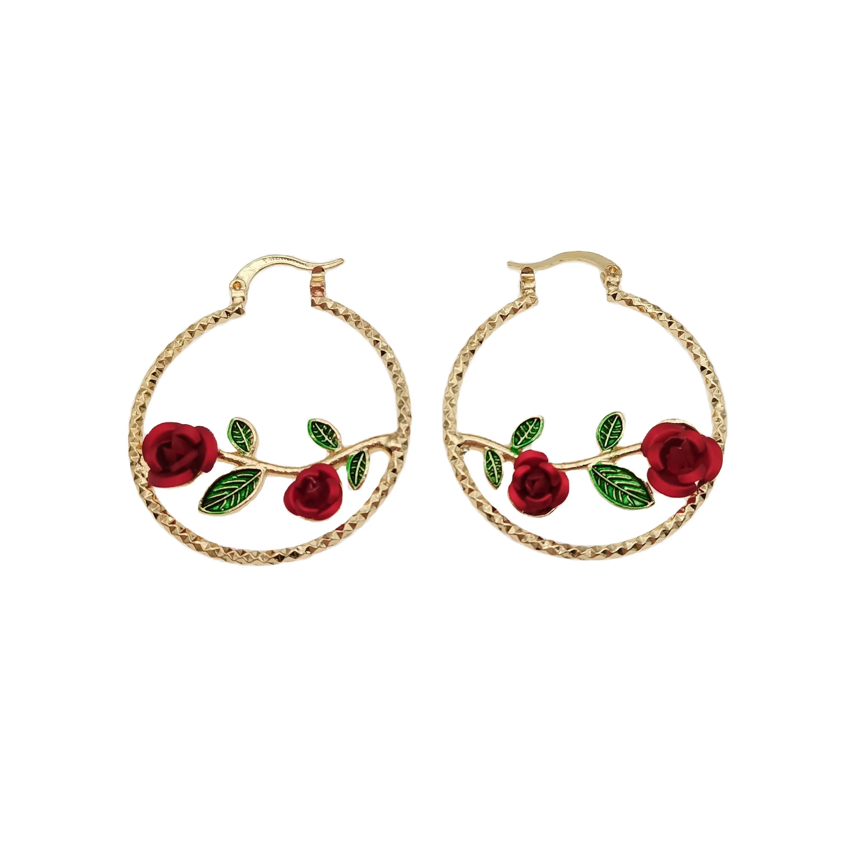 

Elfic 14k gold plate hoop earring Rose for womens earrings trendy