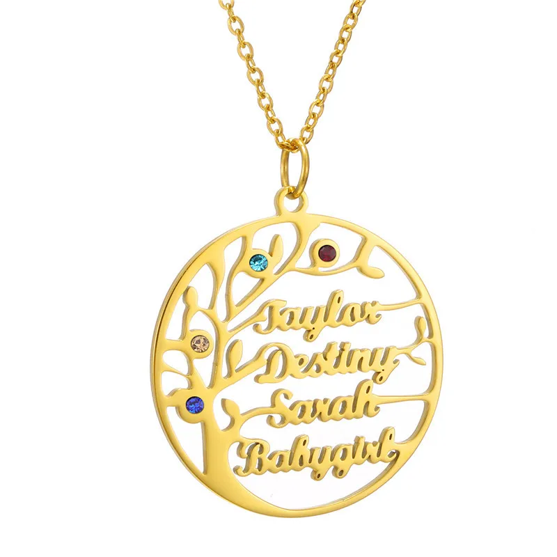 

Drop Shipping 18K Gold Plated Stainless Steel Customized Name Necklace Personalised Color Tree Name Necklace