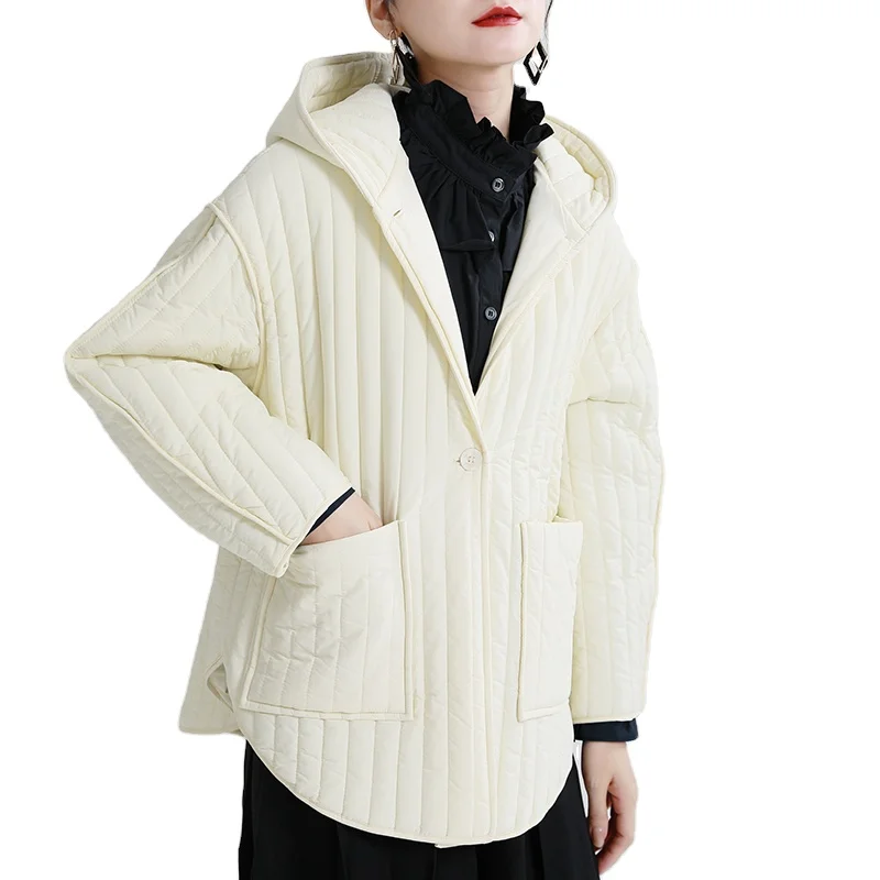 

2419 New Winter Ladies Lazy Silhouette Hooded Cotton Coat Women's Loose And Thin Warm Outer Clothing, Green,