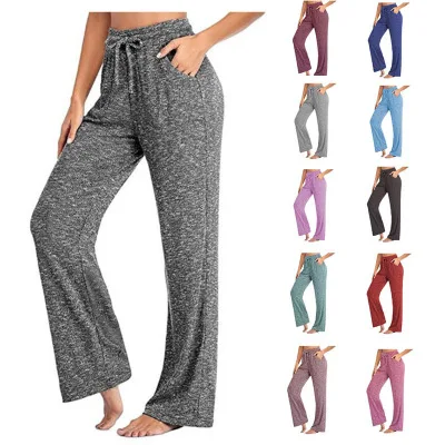 

Factory wholesale 2021 women sport loose pants European yoga pants casual pants wide leg trousers female
