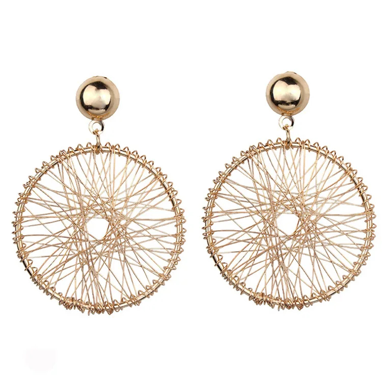 

metal geometric circular thread winding earring drops