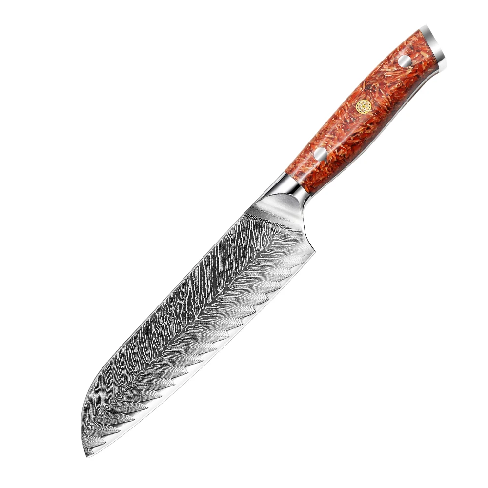 

New Resin Handle 7 Inch Damascus Steel Kitchen Chef Knife