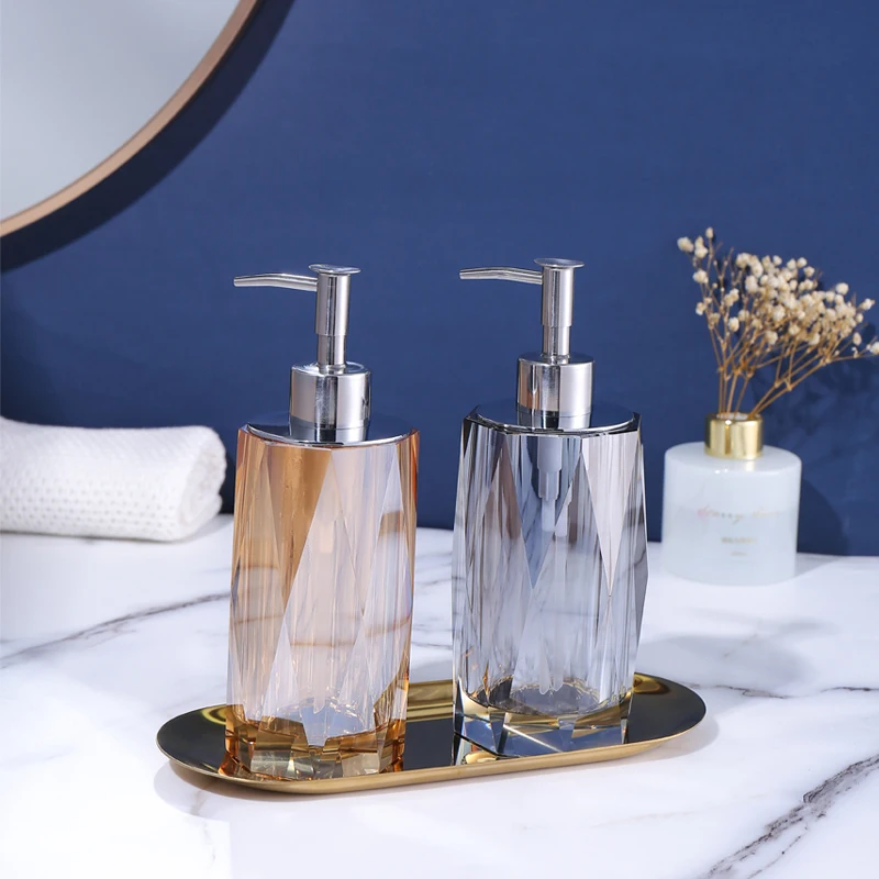 

Shampoo And Lotion Storage Emulsion Bottle Press Soap Dispenser Decor Crystal Glass Bathroom Accessories Set