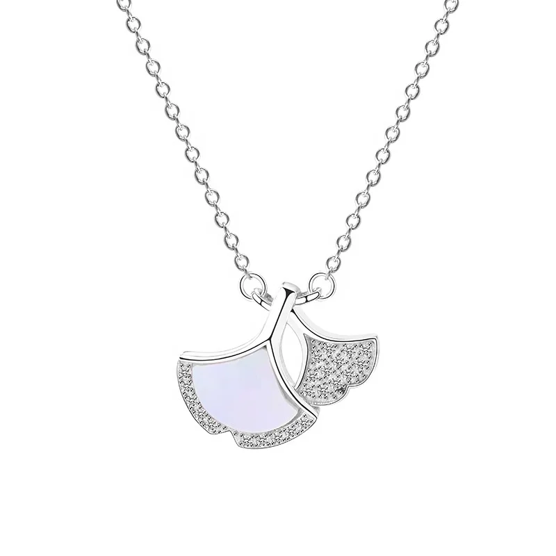 

925 Silver Jewellery Wholesale Fashion Lucky Apricot leaf Pendant Necklace