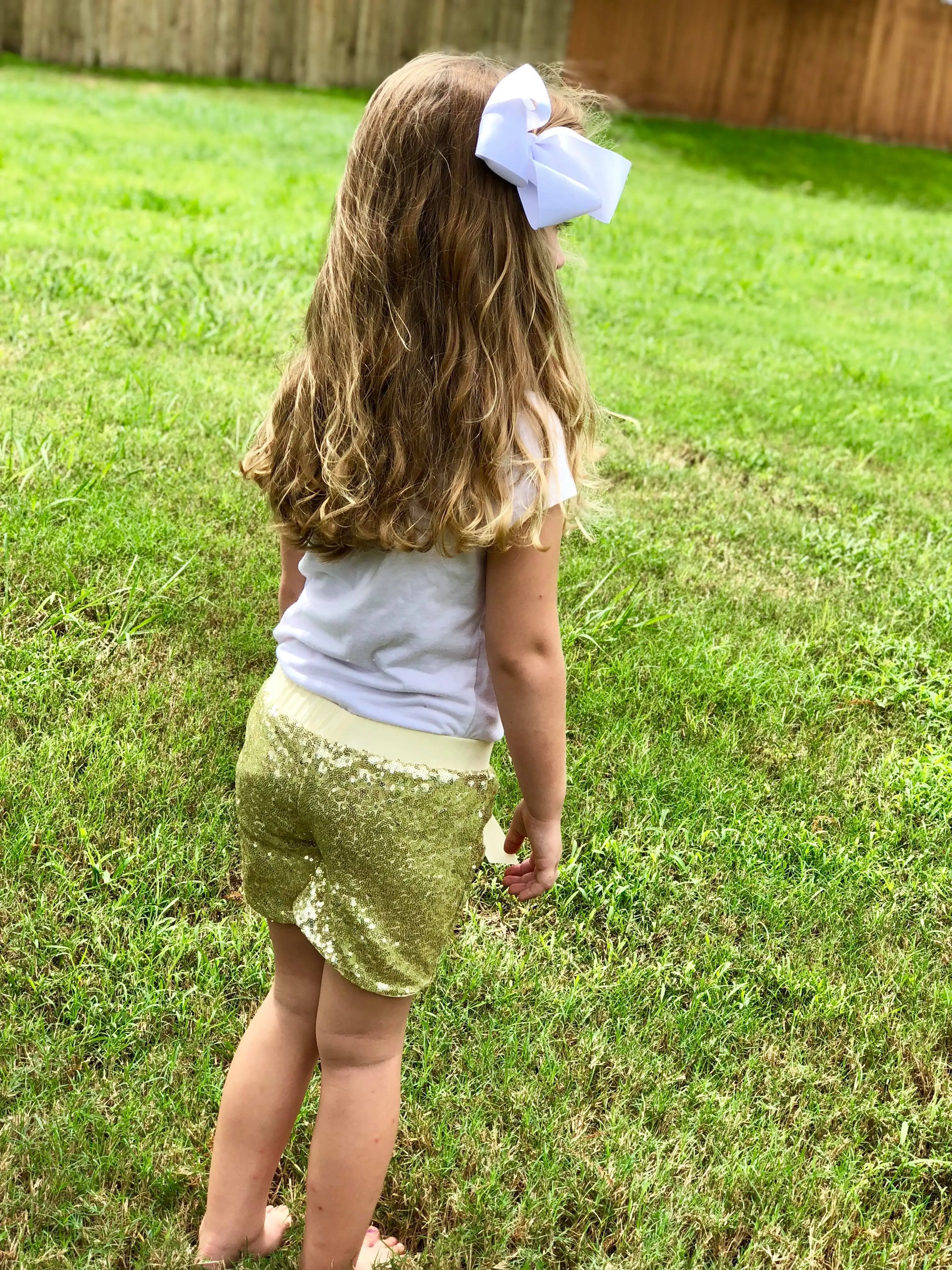 Girls Sequin Bows Shorts Toddler Summer Sparkle Both Sides Shorts Baby