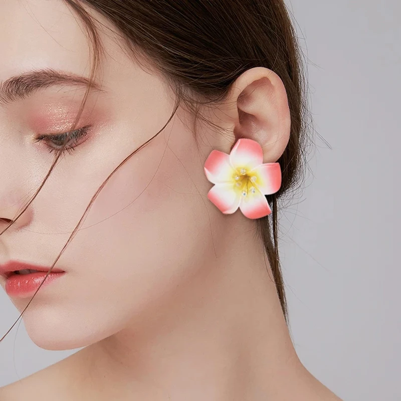 

New Fashion Designs 925 Silver Earrings Women Jewelry Wholesale Flower Hoop Earrings Fashion Earring women Jewelry, White,red,purple