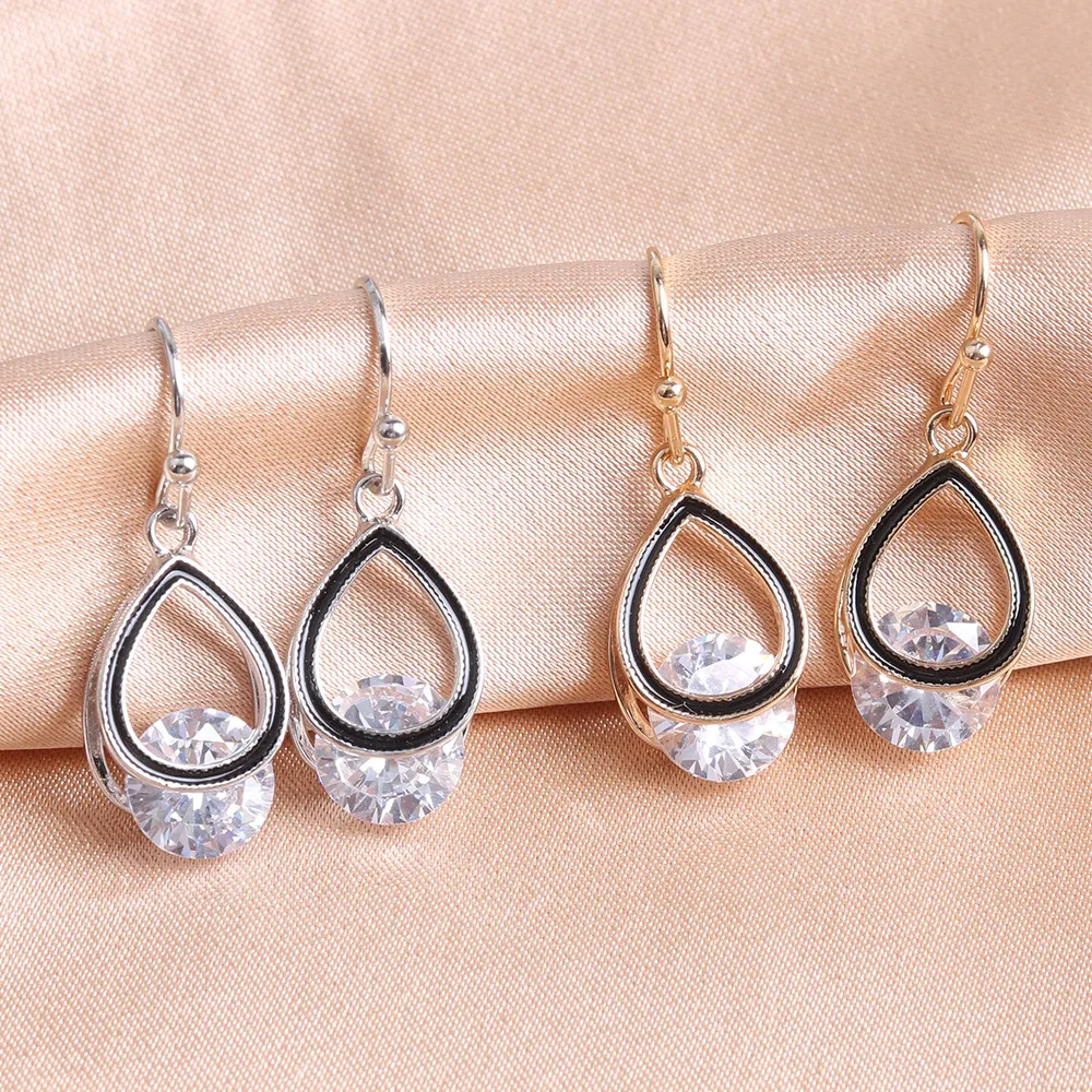 

Women's Alloy Silver-plated Drop Earrings Gold Korean Girls Ear Pendants High Quality Zircon Earrings Jewelry Valentine's Gift, Gold /silver/rose gold
