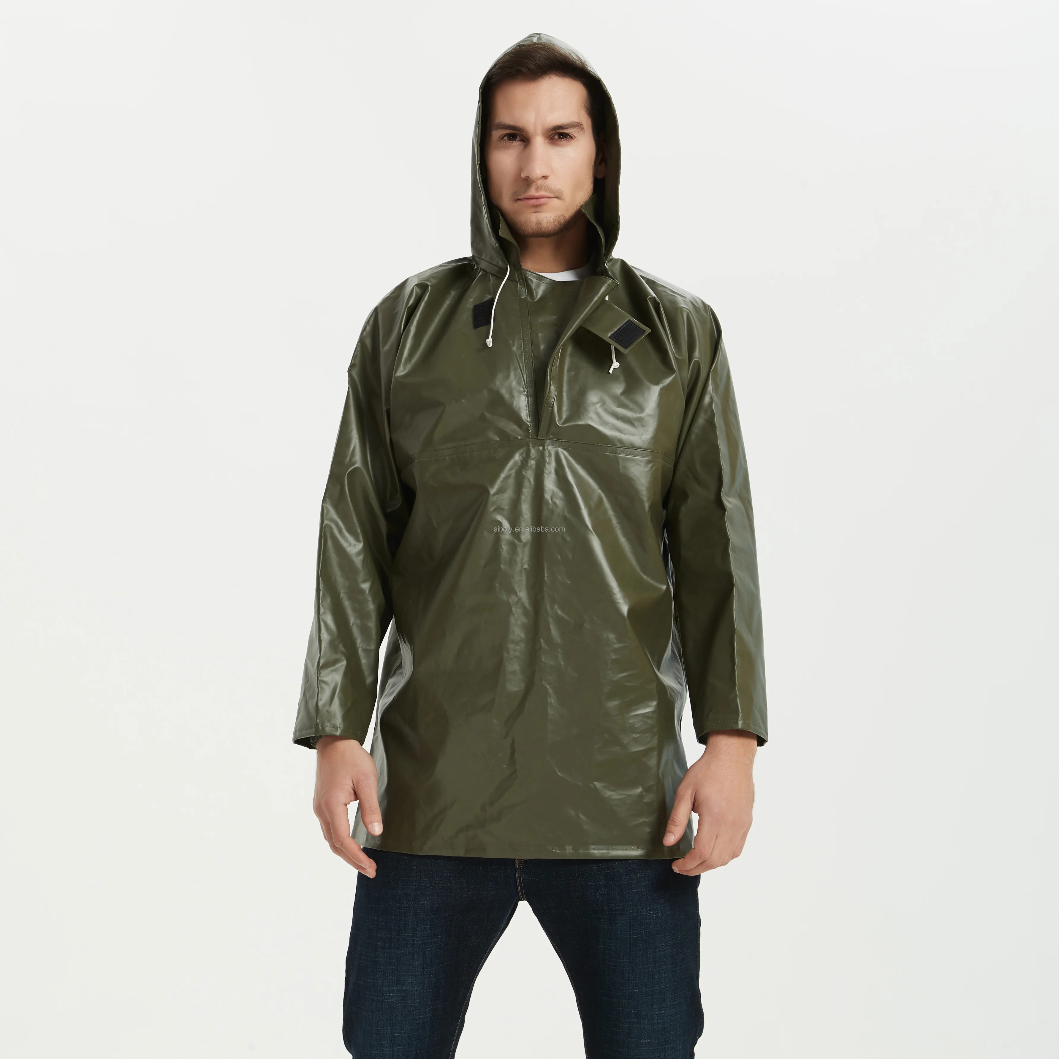 Commercial Fishing Oilskin Hooded Pullover Smock Rain Suit Ocean