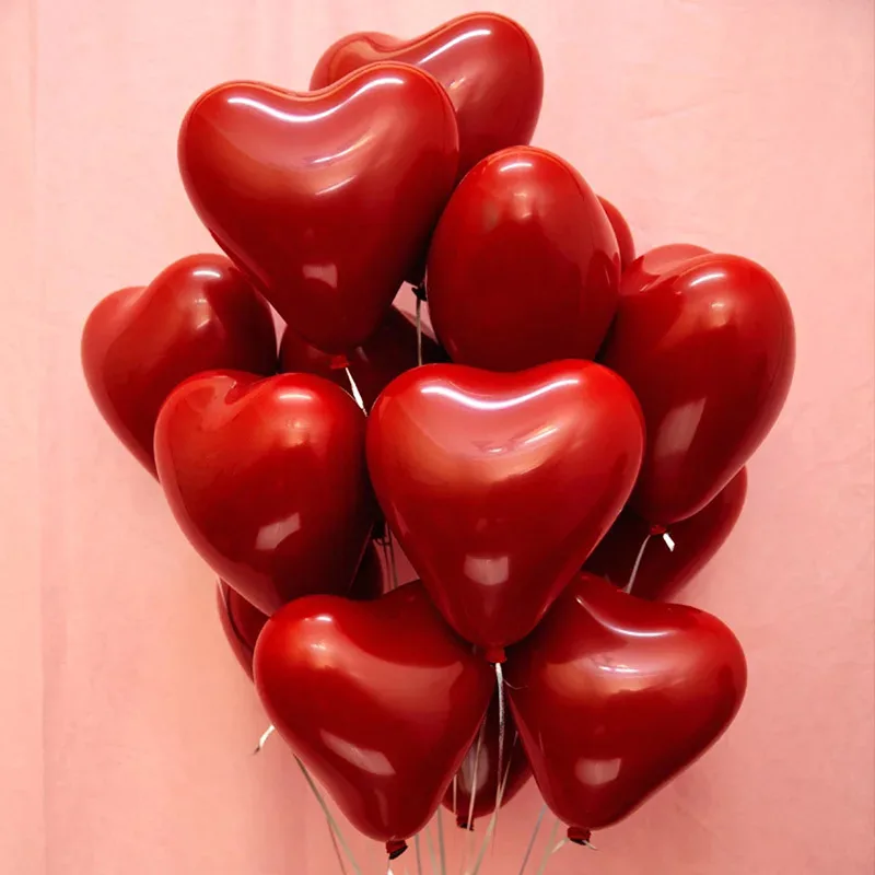 

Party Decoration Balloons 10 inch Double Side Red Heart and Round Valentine's Day latex balloons