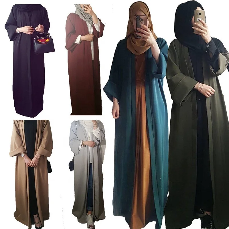 

Wholesale muslim women long maxi dress open cardigan islamic casual abaya, Black,turquoise,khaki,gray,wine red,olive green