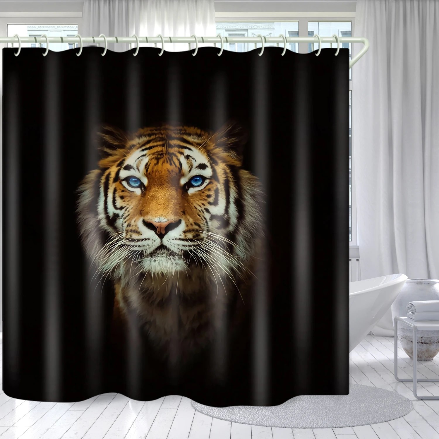 

Blue eyed tiger decoration bathroom waterproof and mildew proof 100% polyester shower curtain partition toilet bathroom curtain, Picture