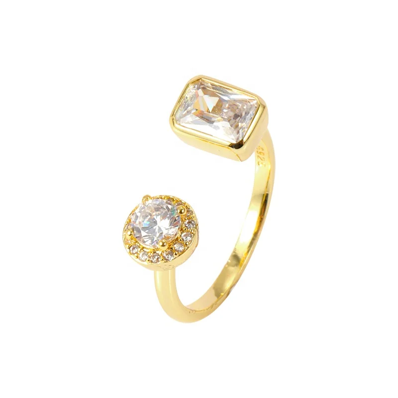 

K961 Luxury Jewelry 18K Gold Rings 925 Sterling Silver Shiny Zircon Rings For Women
