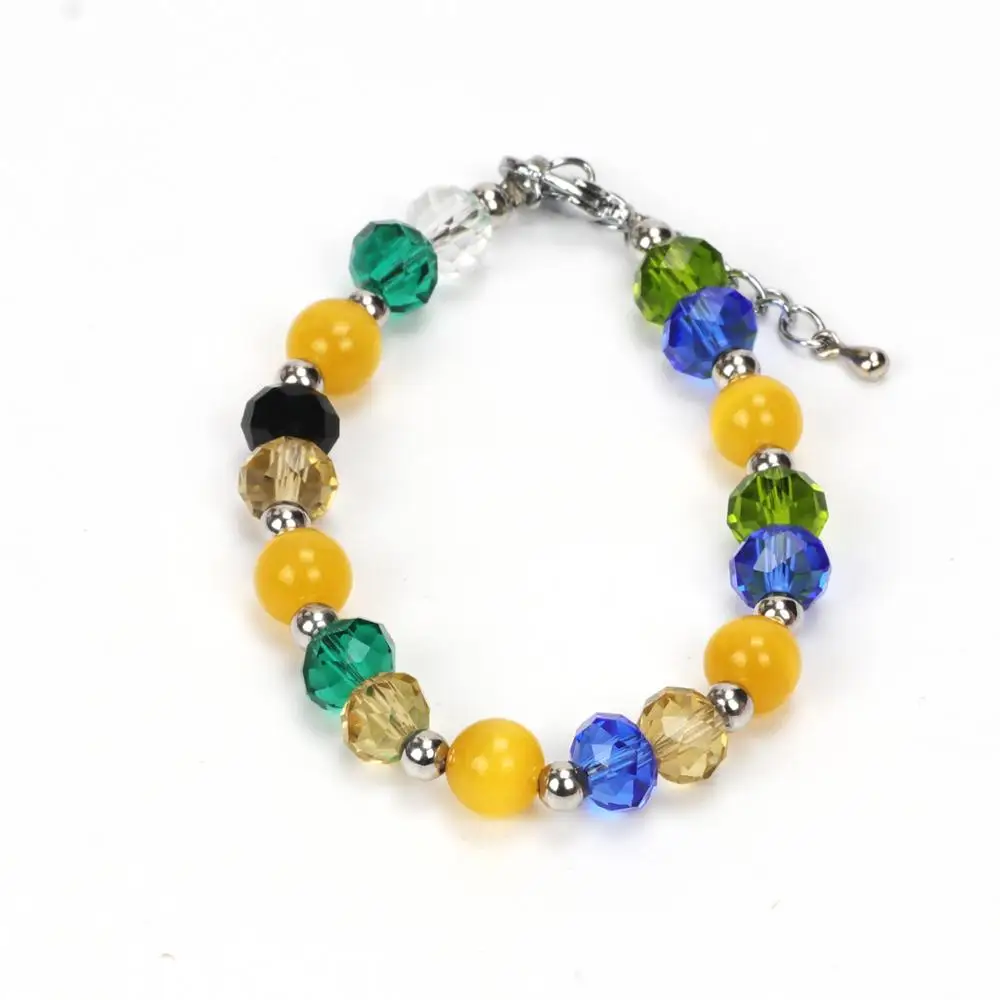 

Luxury Adjustable Size Glass Colorful Opal Beaded Bracelet Yellow Cat Eye Stone Colorful Crystal Glass Beaded Bracelet For Women, Picture