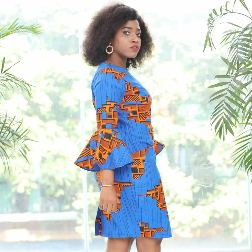 

Amazon Hot Selling African Design Woman Long Sleeves Autumn Dresses Casual Wearings, Customized color