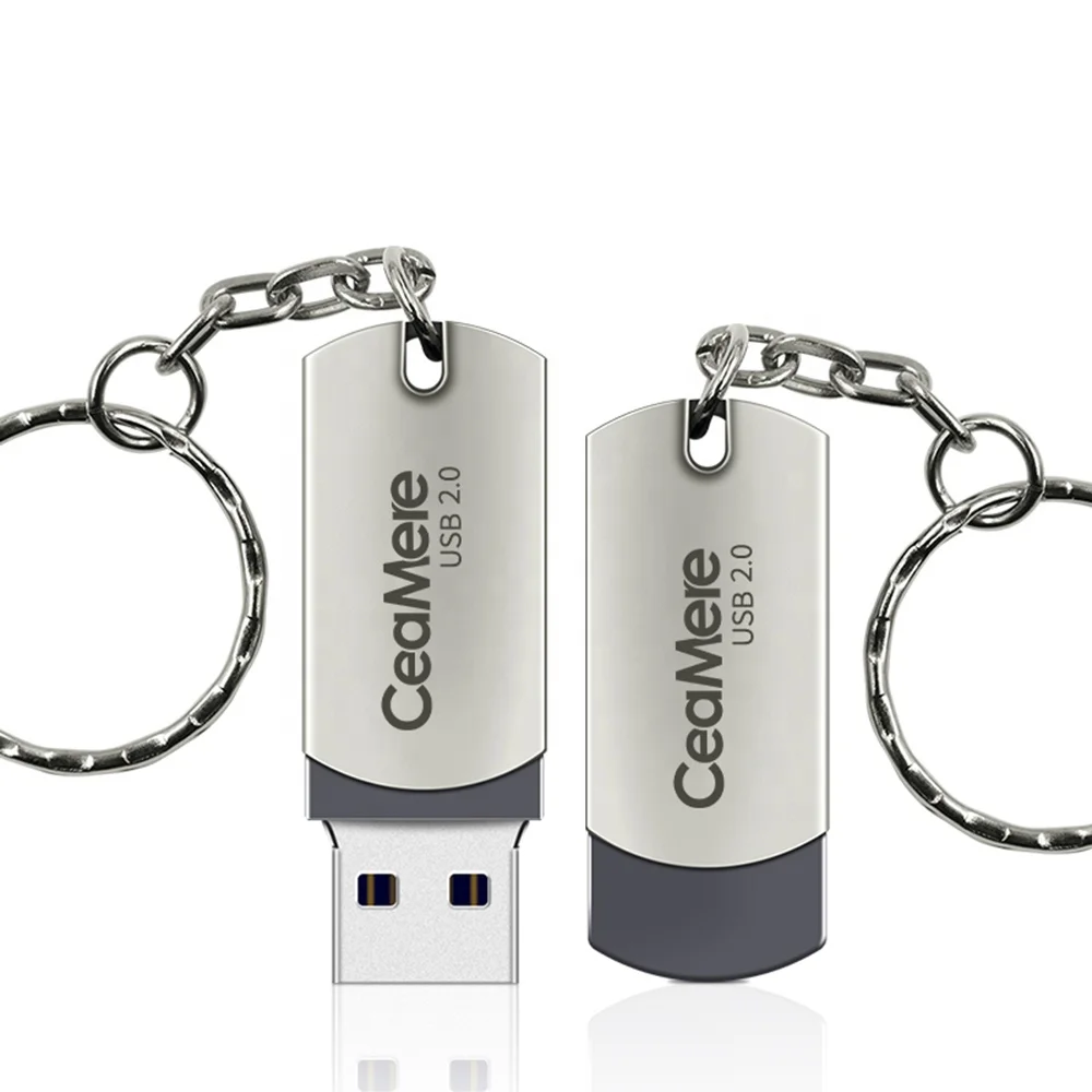 

Ceamere CMU-024 USB 2.0 Flash Pen Drives 2GB 4GB 32GB 8GB 16GB 64GB 128GB Pendrive OEM Logo Metal Swivel USB Flash Drive Custom, Silver