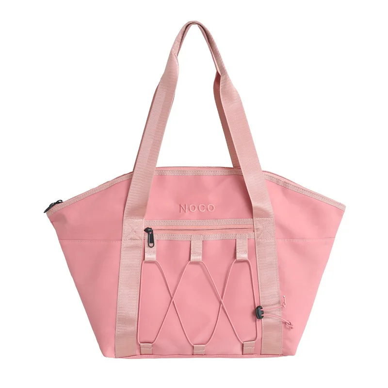 

Solid color traveling bag for women  capacity travel luggage bag wholesale, Pink
