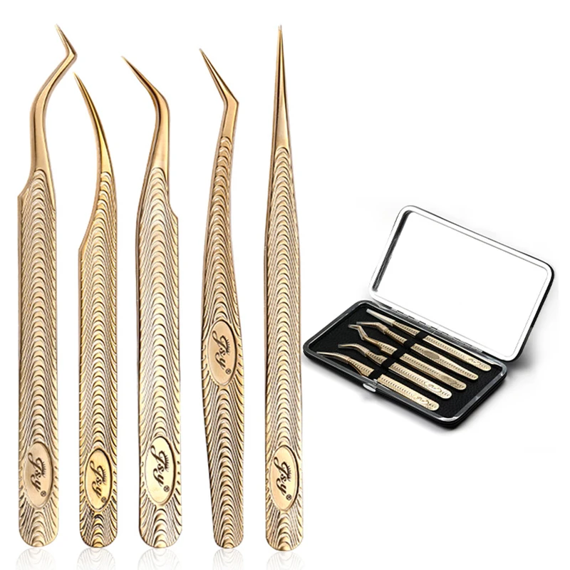 

All Types of Deluxe Eyelash Tweezers Stainless Steel Straight and Curved Tweezers for Russian Volume Eyelash Extension