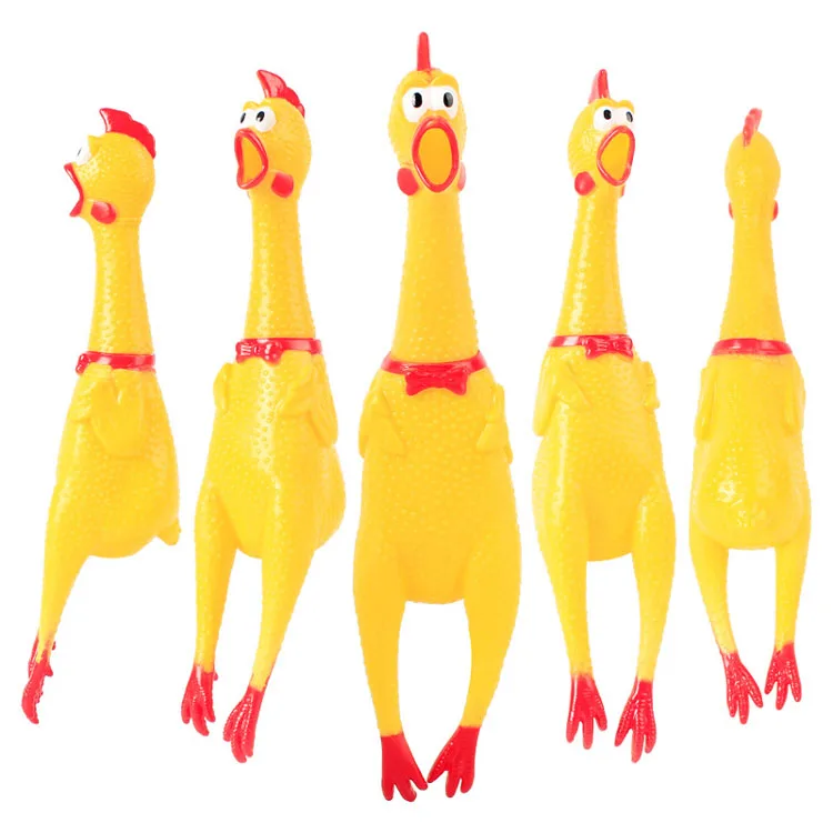 

Wholesale Funny Cheap Premium Rubber Dog Chicken Toys Durable Squeaky Chicken Dog Plush Toys For Chew, Yellow or customize