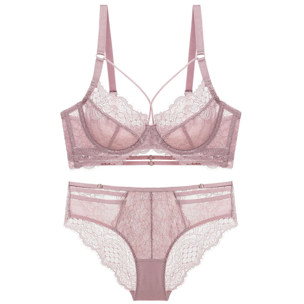 

new design sexy push up floral lace ultra thin bra set transparent bra panty set