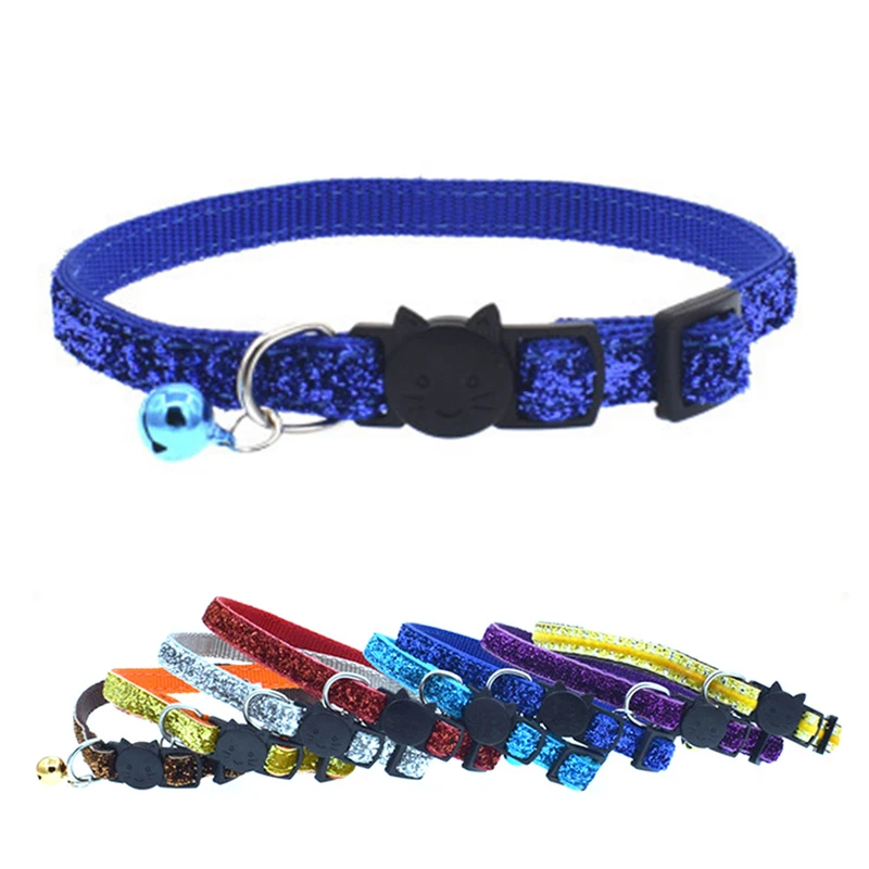 

Wholesale Cute Quick Release Breakaway Shiny Cat Kitten Collar With Bell, Like the picture or custom