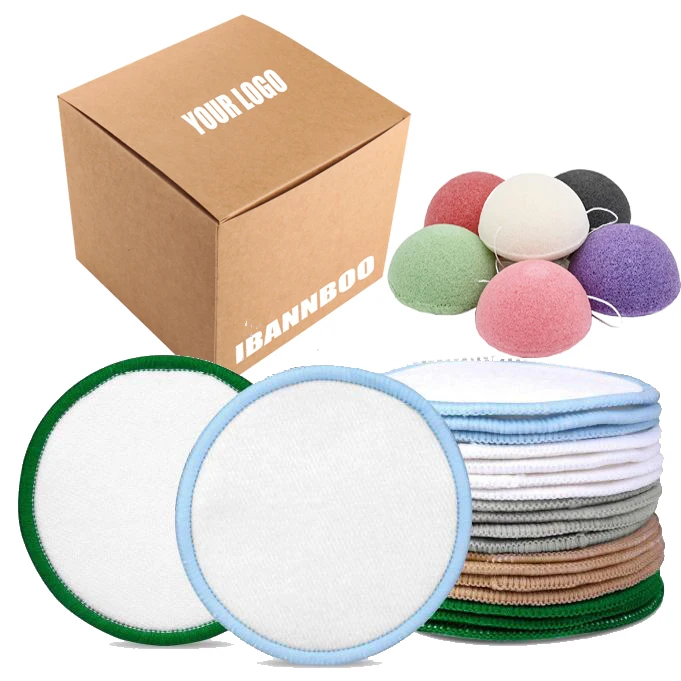 

Factory price reusable makeup remover pad with Konjac Sponge, White/black