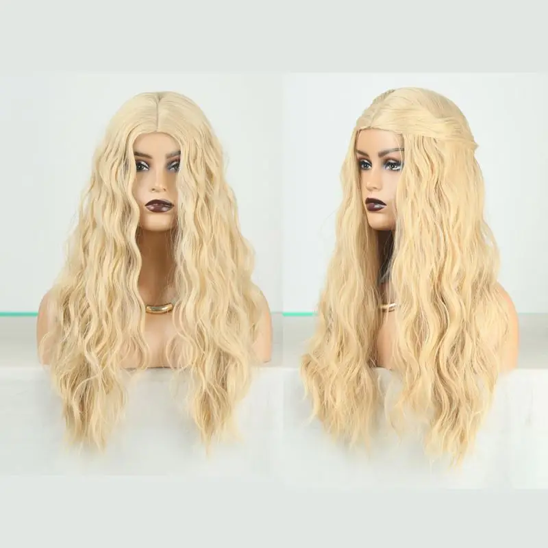 

2021 Hot Selling Blonde wig womenmulticolor medium and long curly hair chemical fiber headgear wholesale, Gold