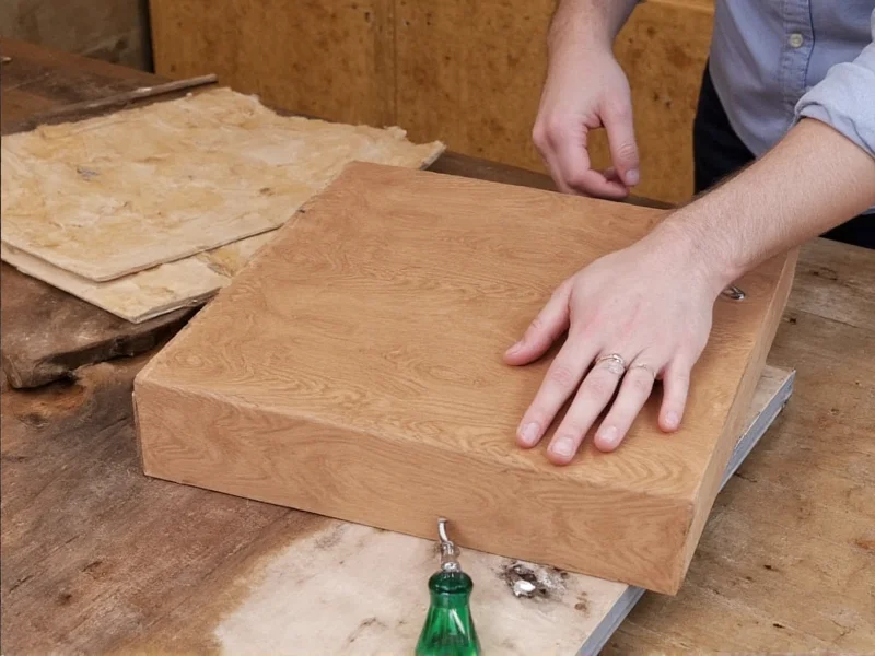 Wood veneer application technique on cabinet box