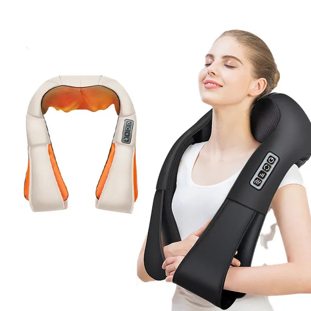 

Home Office Car Use Electric Deep Tissue 3D Heating Kneading Massage Pillow Pain Relief Shiatsu Neck And Shoulder Massager