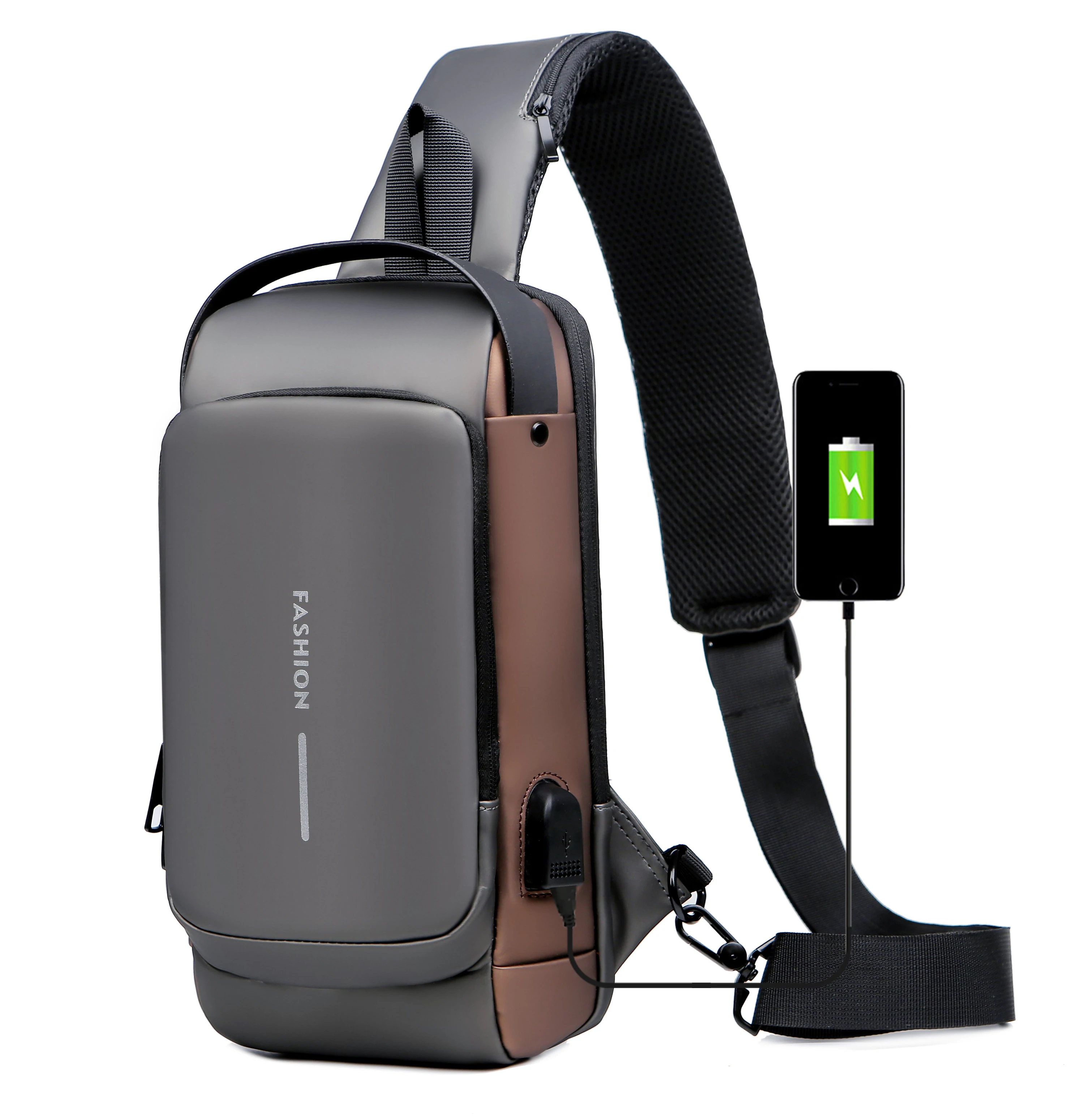 

Waterproof Anti Theft Chest Bag USB Crossbody Sling Bags For Men Single Shoulder