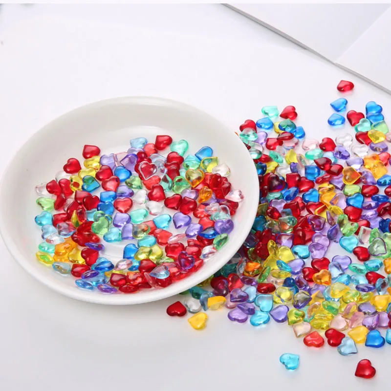 

Diy hotsale multi color 10mm heart Fishbowl Bead for Slime filler