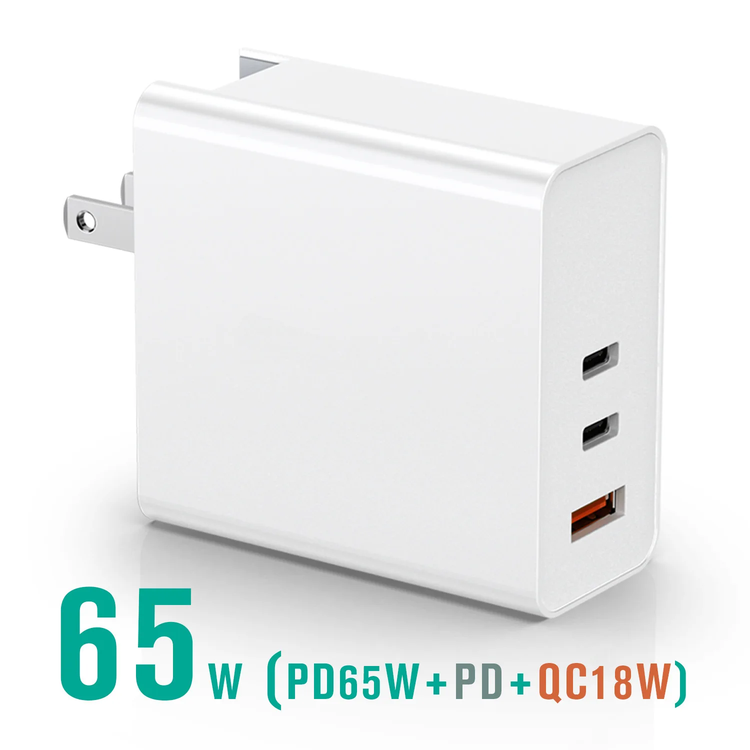 

OEM multi-functional GaN 65W fast charging mobile phone charger US plug multi-port usb type c phone charger