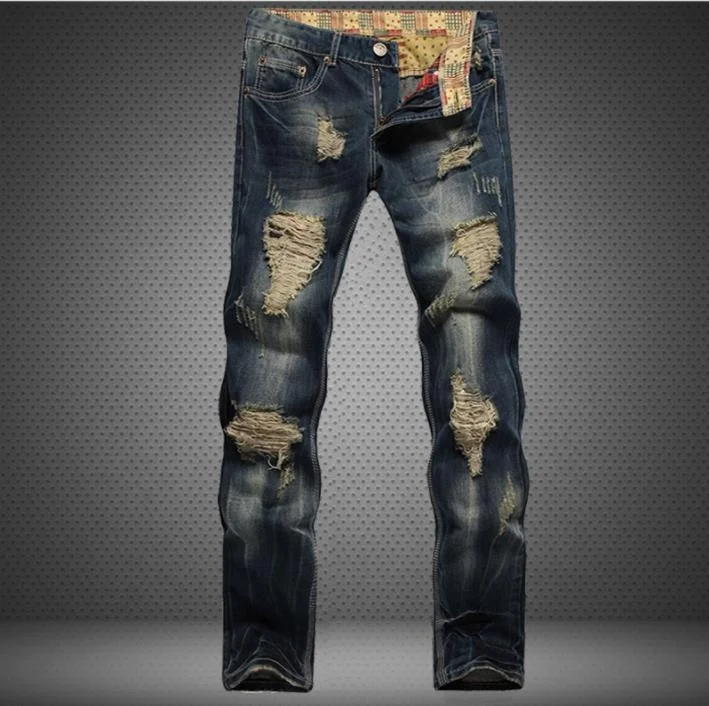 

Man Jeans Long jeans Ripped Jeans Vintage Hole Motorcycle pants