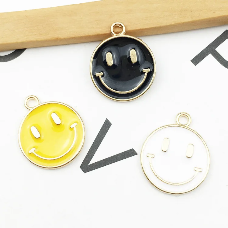 

Large Small Smiley Face Drop Oil Alloy Charms DIY Earrings Bracelet Ornament Accessories Enamel Charm, Photo