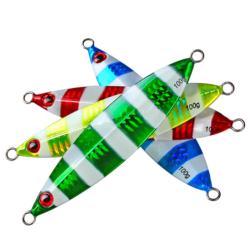 

Fishing Lure Saltwater Slow Pitch Jig Lure 80g 100g 120g Luminous Spinnerbait Metal Casting Bait Peche Vertical Jigging Lures, 8 colors