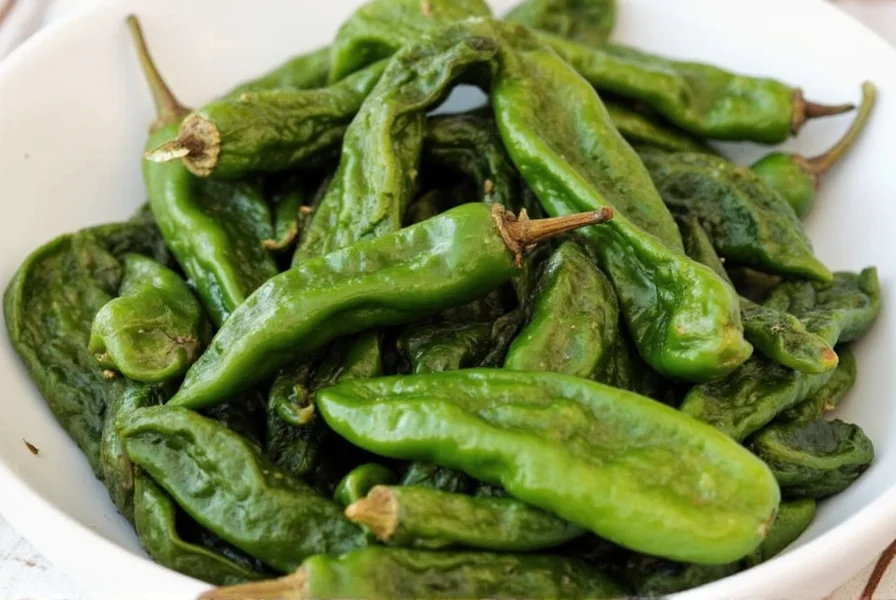 Glass jars storing dried poblano peppers in a pantry