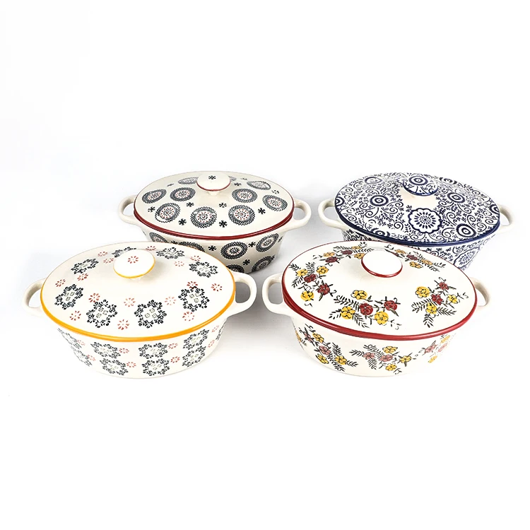 9 Inch Microwave Safe Stoneware Glazed Ceramics Pot Kitchen Cookware