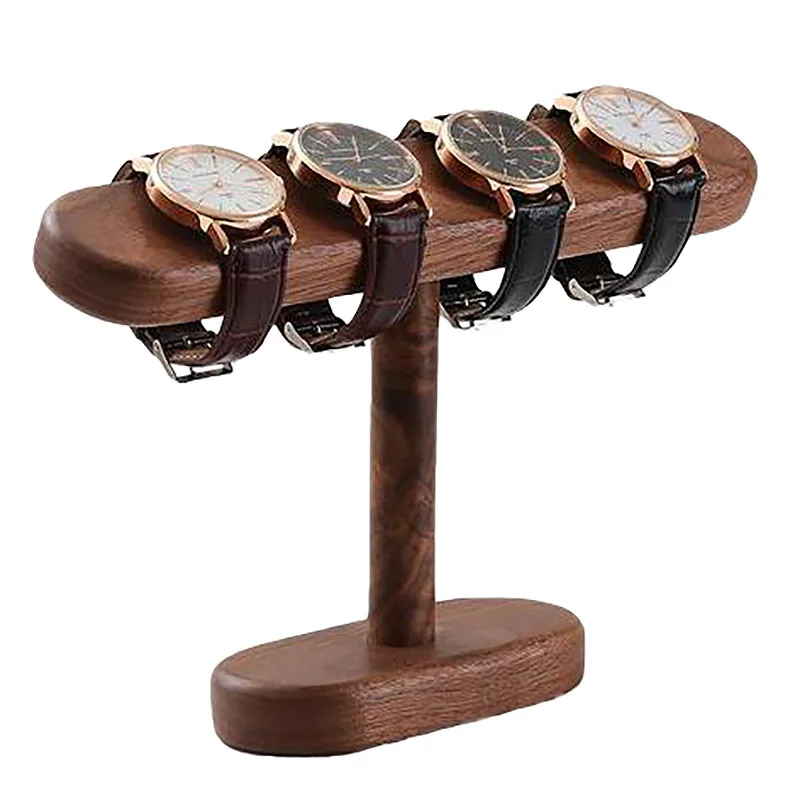 

CSL Factory Supply ECO-friendly Customized Black walnut Wrist Watch Display Rack Stand, Natural wood color