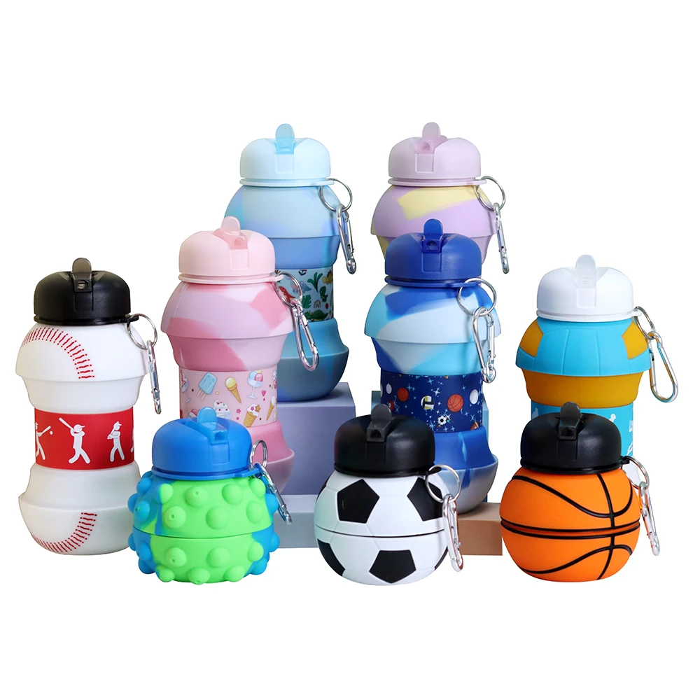 

Collapsible Foldable Sport Silicone Water Bottle Customized Logo Sport Water Mug Eco Free Bike Drinking Silicone Bottle