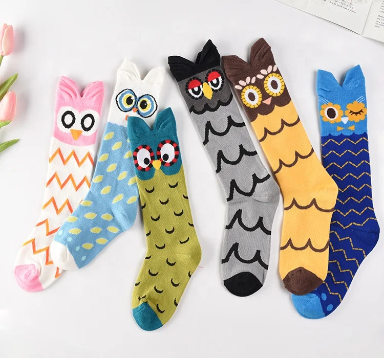 designed pink funny tube custom winter slouch cute cartoon colorful happy cotton women socks