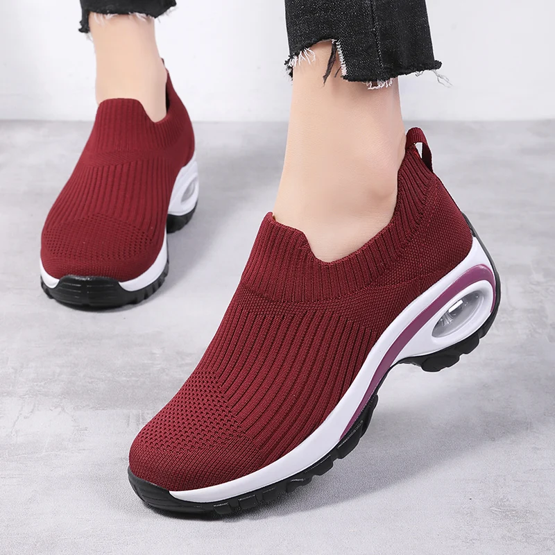 

women's casual heel sock shoes light walking sneakers breathable sports running tenis feminino chaussure a talon footwear