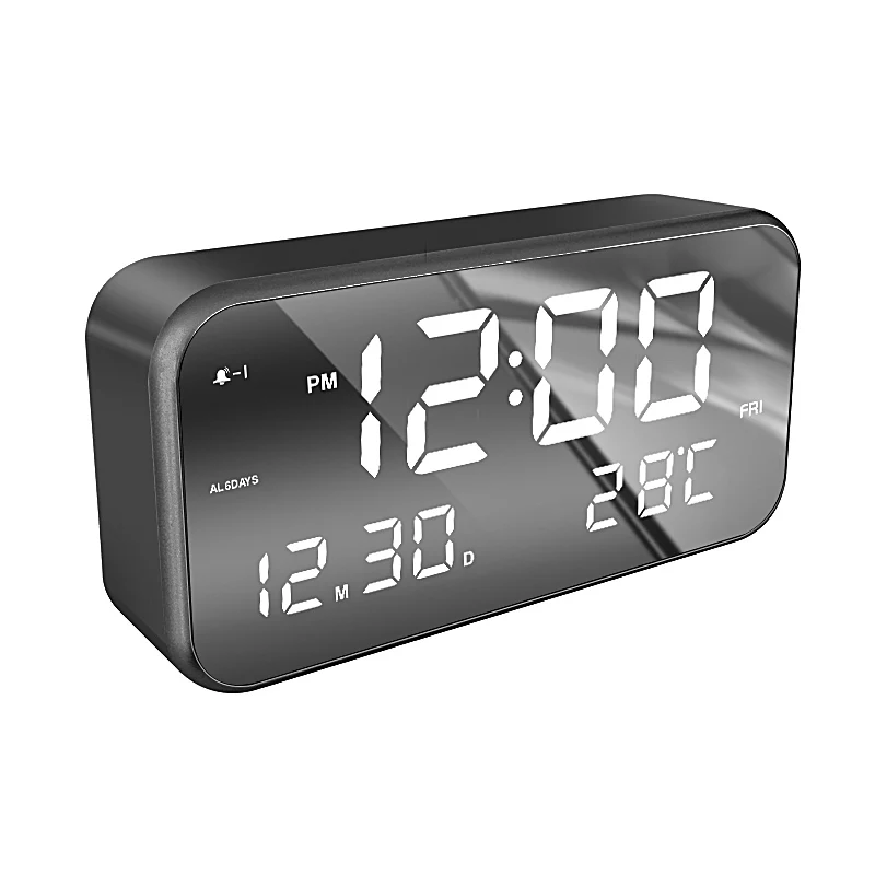 

Hot selling popular Digital Table Clock Alarm Creative Clock LED Digital led Mirror Alarm Clock USB Charging