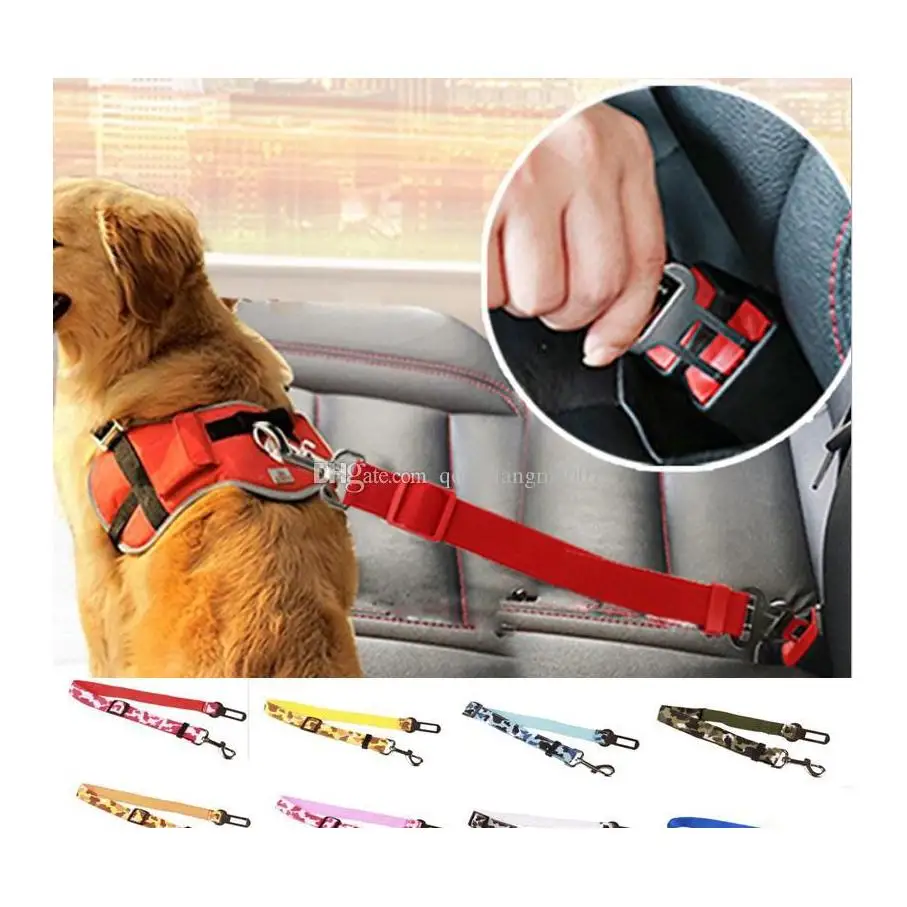 

Adjustable Pet Dog Safety Seat Belt Nylon Pets Puppy Seat Lead Leash Dog Harness Vehicle Seatbelt Pet Supplies Travel Clip 17Col
