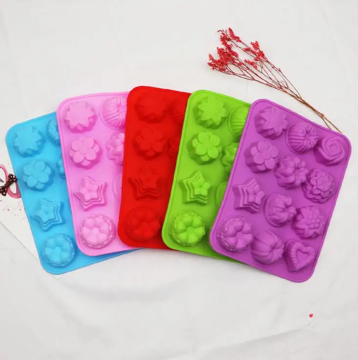 

Silicone 12 Shape Mooncake Molds DIY Handmade Pastry Mould Baking, As the picture showed