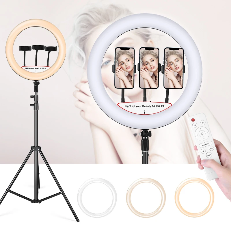 

Selfie Ring Light 3200-5600k 14inch Beauty Fill Light With 2m Tripod Stand For Video Live, Black