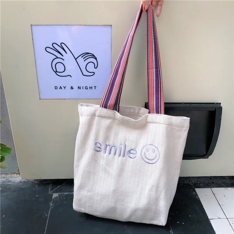 

Summer 2021new fashion Canvas Single Shoulder Tote Bag handbag hot sale Bag for woman and students